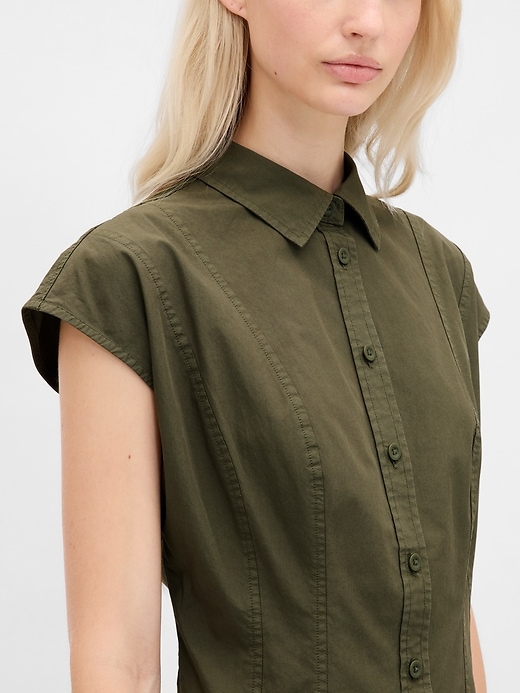 robe-chemise en popeline à coutures apparentes