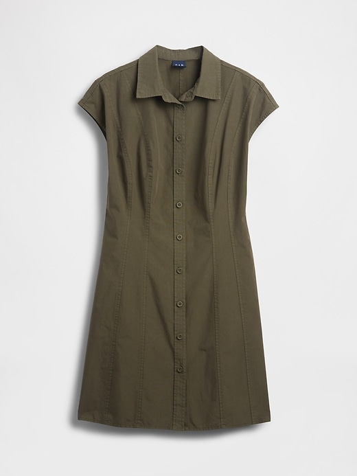 robe-chemise en popeline à coutures apparentes