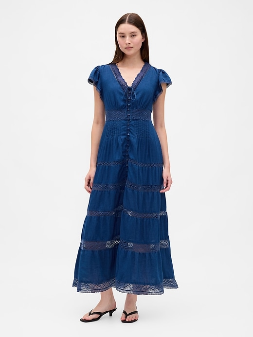 robe midi à bordure en dentelle