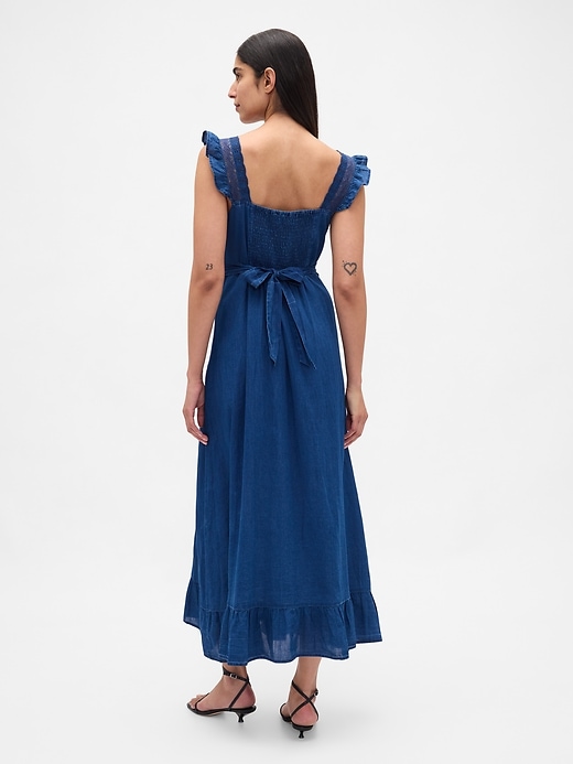 robe longue indigo à volants