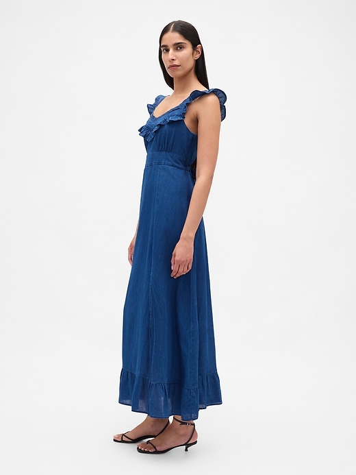 robe longue indigo à volants