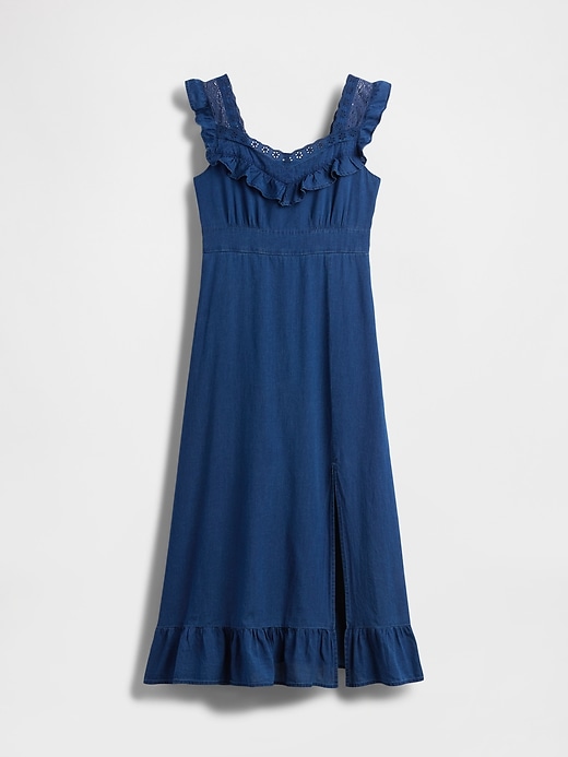 robe longue indigo à volants