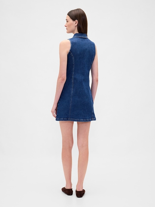 robe courte en jean à col et col