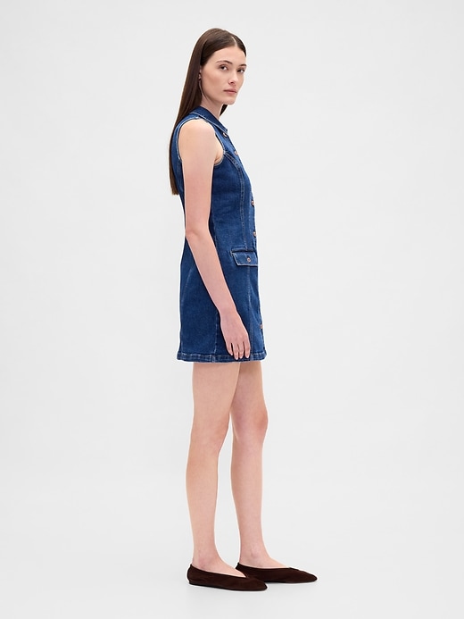 robe courte en jean à col et col