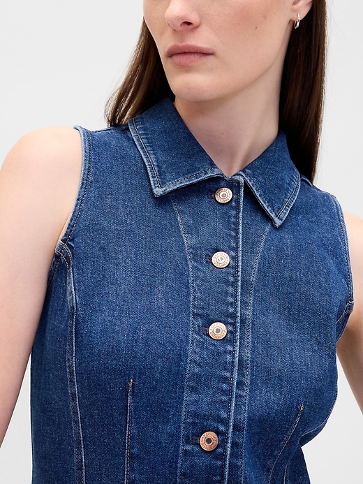 robe courte en jean à col et col