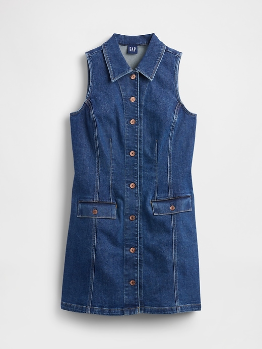 robe courte en jean à col et col