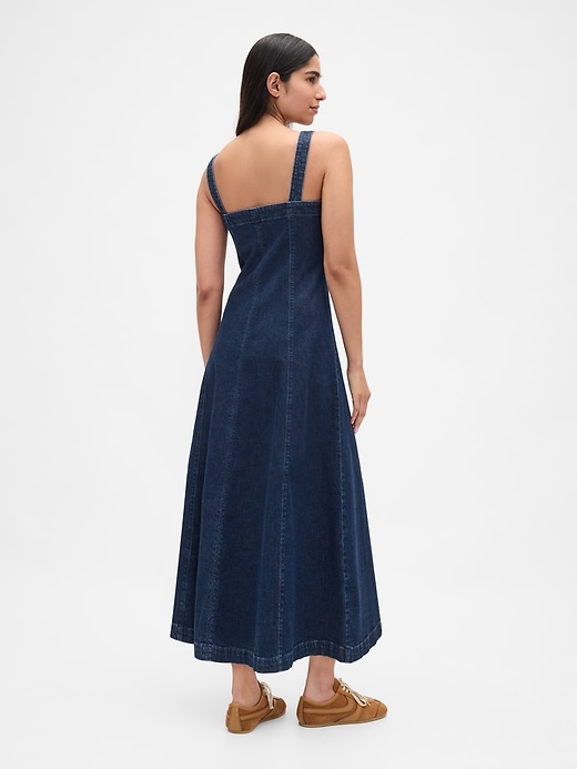 robe longue en jean à col carré
