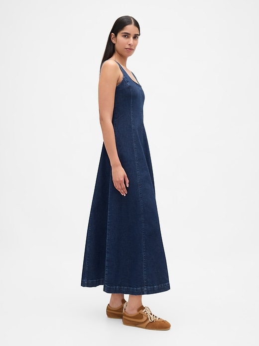 robe longue en jean à col carré