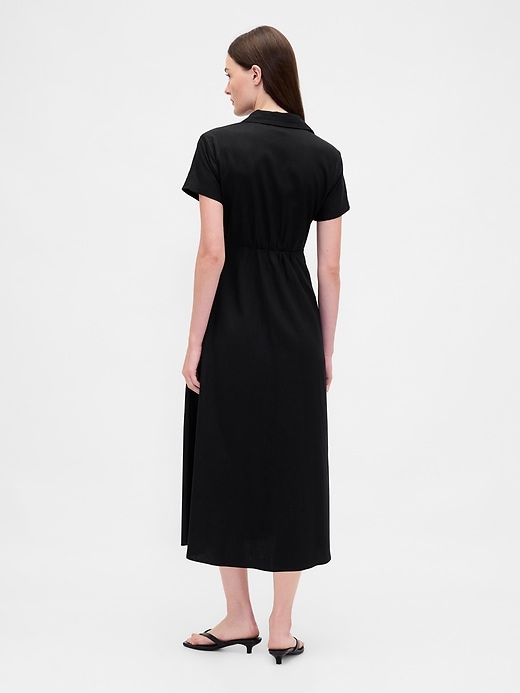 robe-chemise midi en lin mélangé