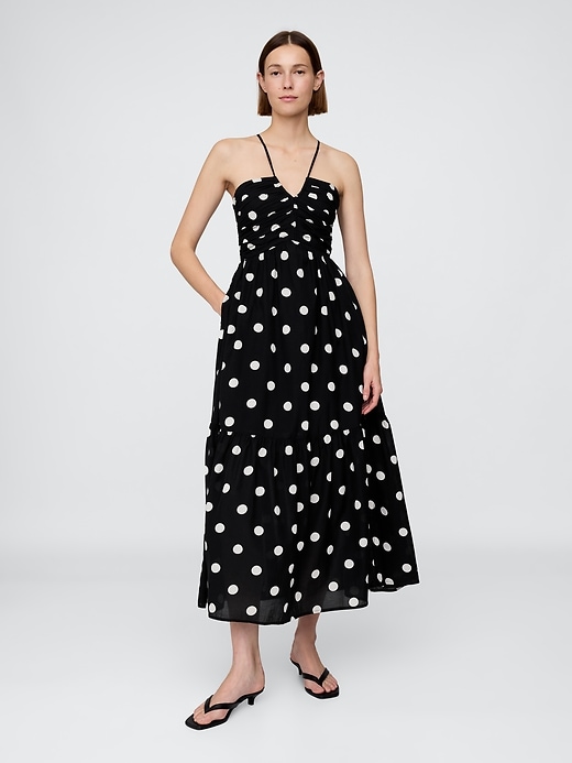 robe longue dos nu à corsage froncé