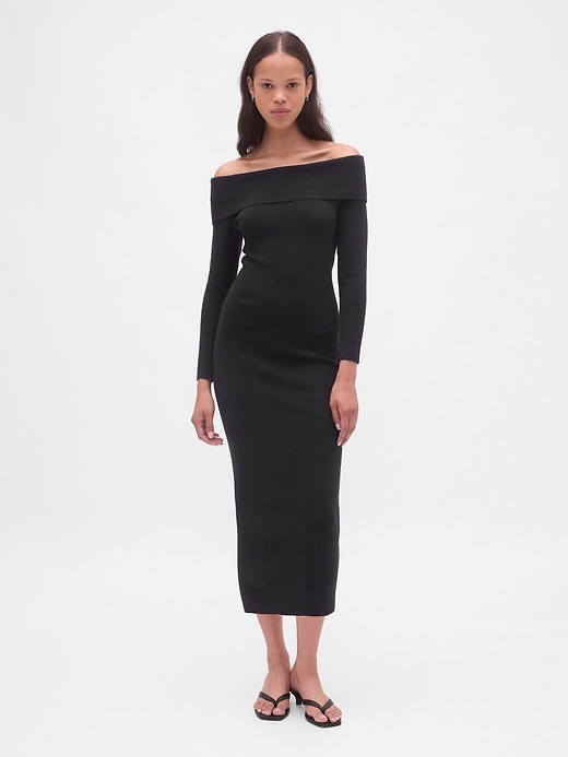 robe pull midi extensible cashsoft à épaules dénudées