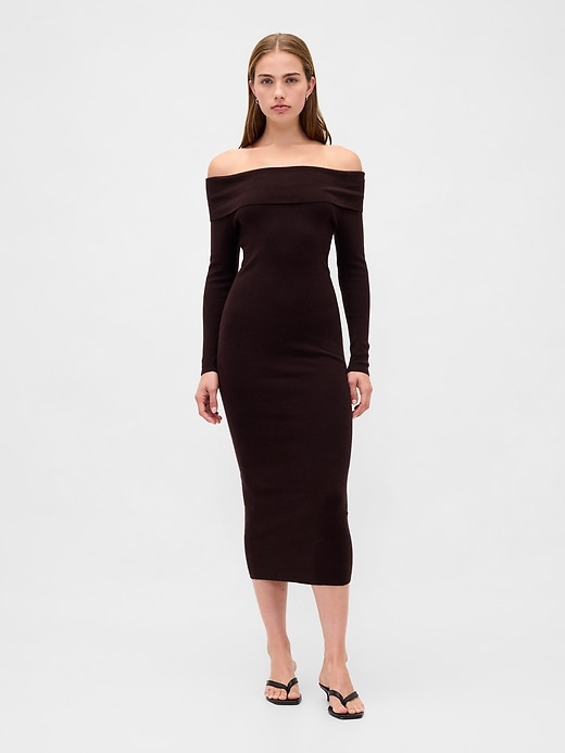 robe pull midi extensible cashsoft à épaules dénudées