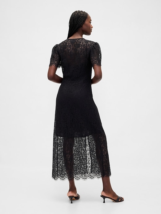 robe midi en dentelle à col en v