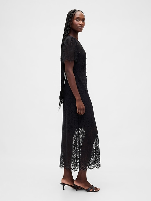 robe midi en dentelle à col en v