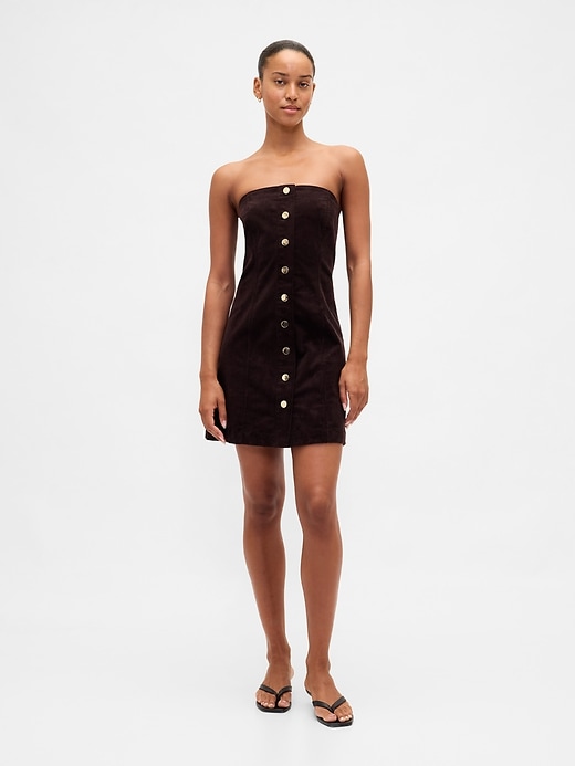 robe mini bustier en velours côtelé