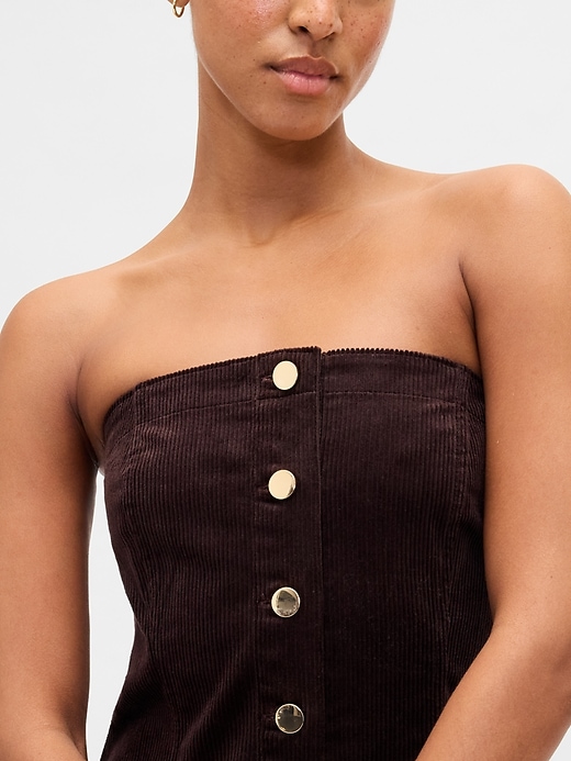 robe mini bustier en velours côtelé