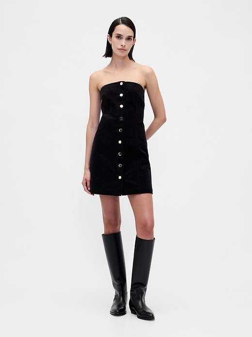robe mini bustier en velours côtelé