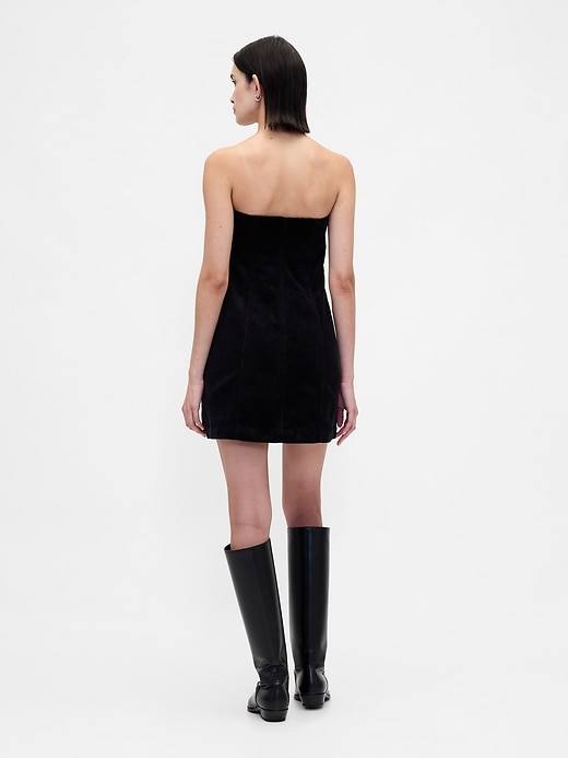 robe mini bustier en velours côtelé