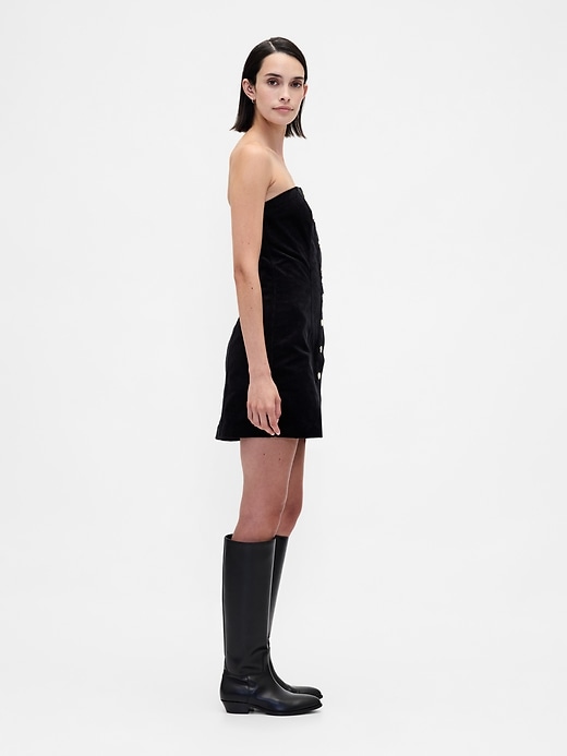 robe mini bustier en velours côtelé