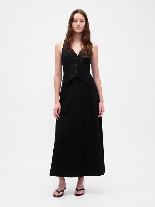 robe longue sans manches en lin mélangé