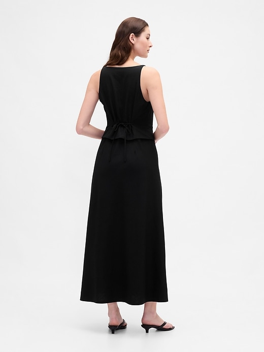 robe longue sans manches en lin mélangé