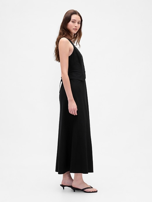 robe longue sans manches en lin mélangé