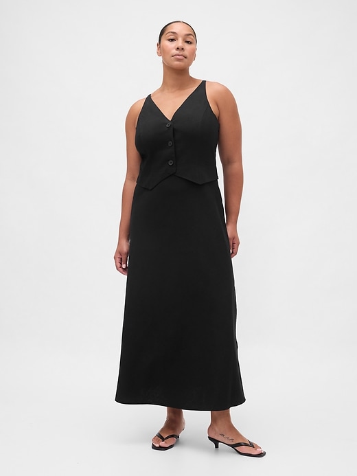 robe longue sans manches en lin mélangé