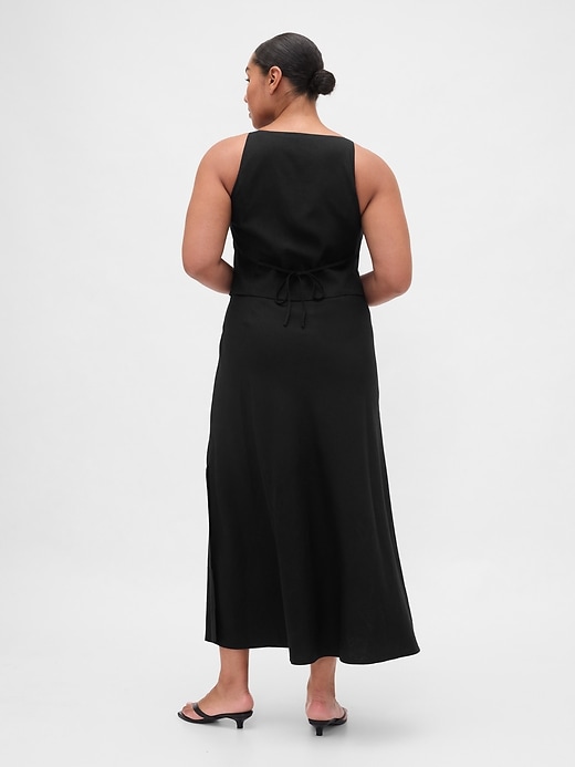 robe longue sans manches en lin mélangé