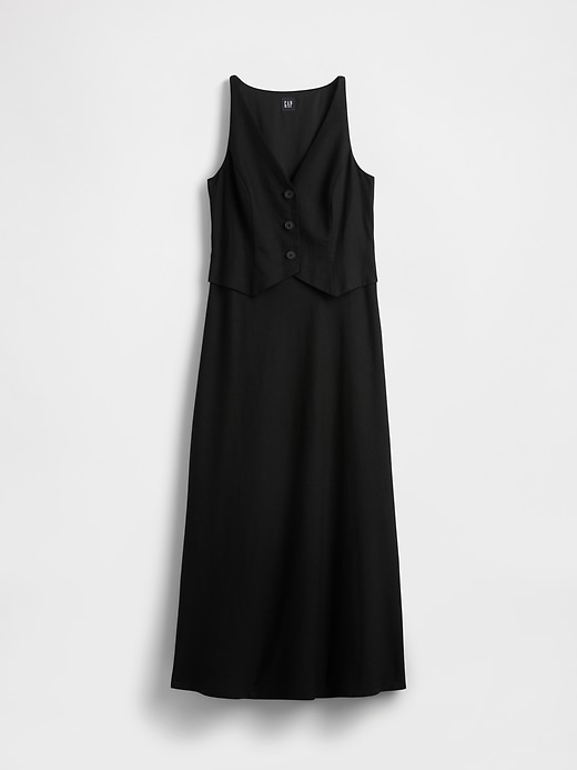 robe longue sans manches en lin mélangé
