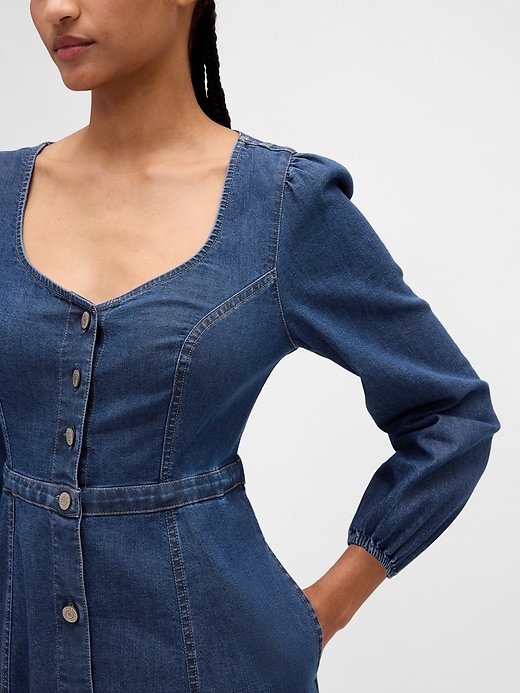 robe midi en jean à décolleté cœur