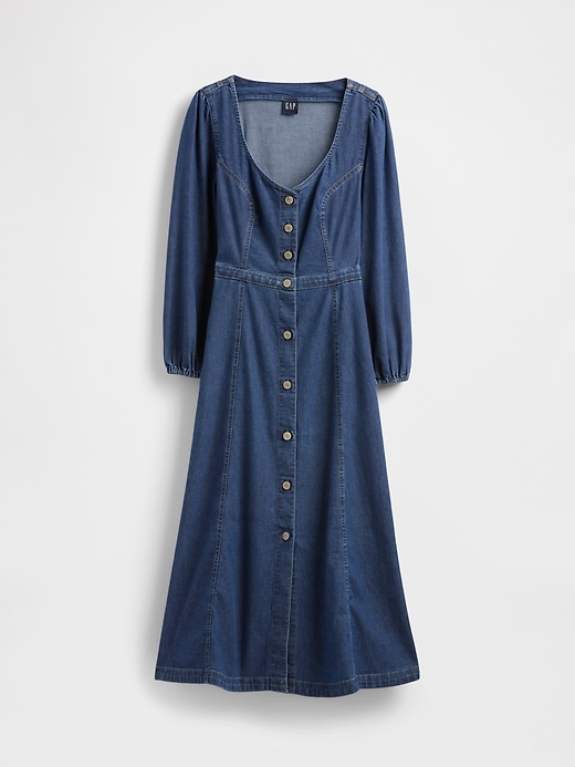 robe midi en jean à décolleté cœur