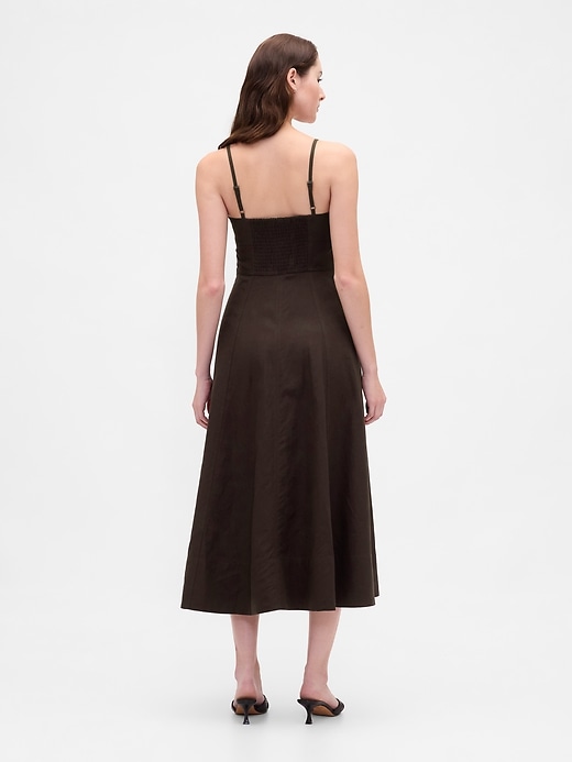 robe midi corset à coutures en lin mélangé
