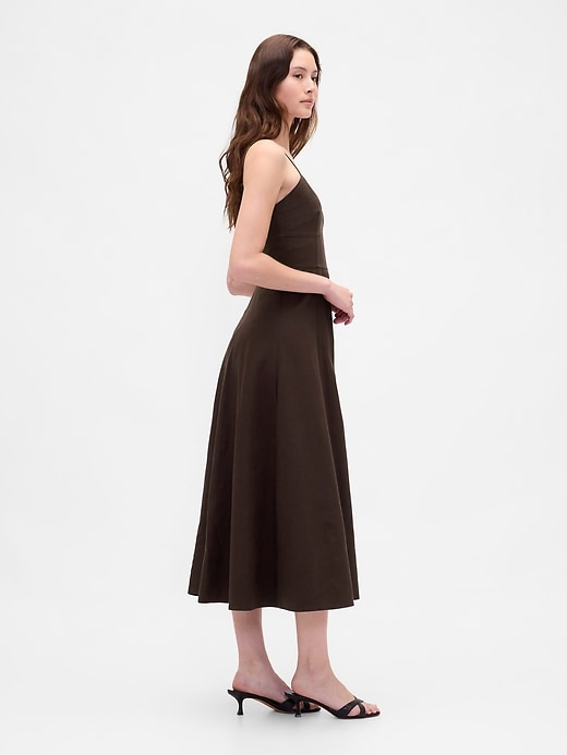 robe midi corset à coutures en lin mélangé