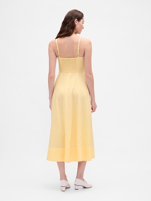robe midi corset à coutures en lin mélangé
