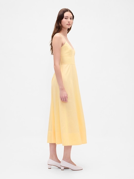 robe midi corset à coutures en lin mélangé