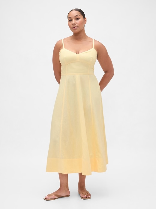 robe midi corset à coutures en lin mélangé