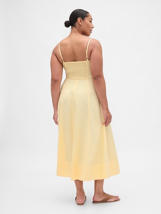 robe midi corset à coutures en lin mélangé