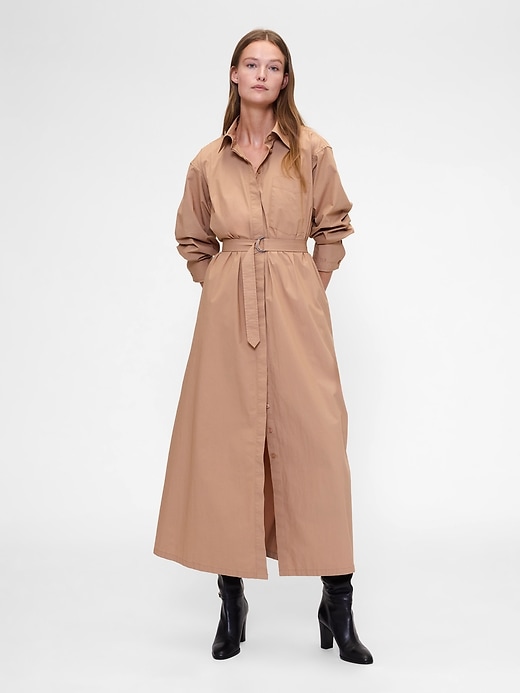 robe-chemise maxi ceinturée en popeline gapstudio