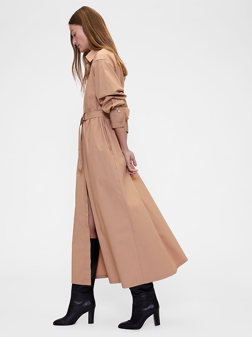 robe-chemise maxi ceinturée en popeline gapstudio