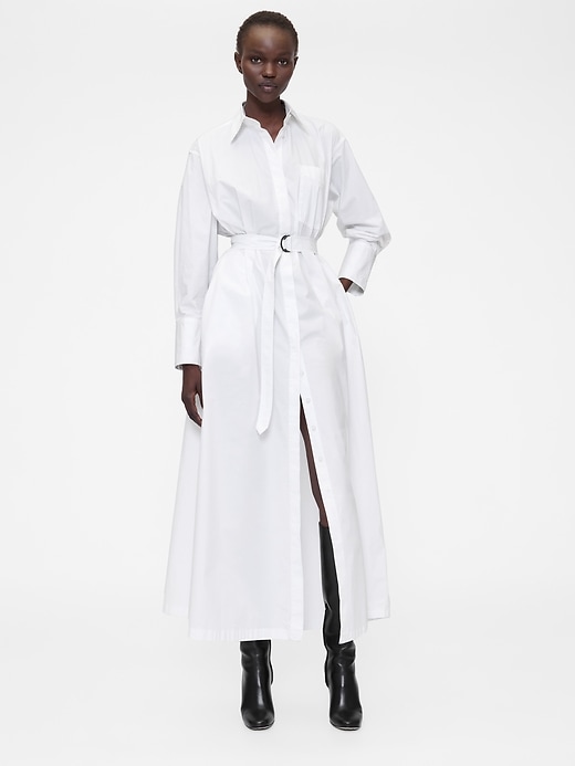 robe-chemise maxi ceinturée en popeline gapstudio