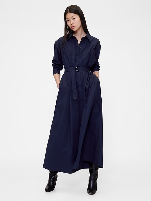 robe-chemise maxi ceinturée en popeline gapstudio