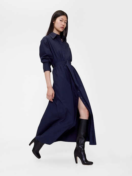 robe-chemise maxi ceinturée en popeline gapstudio