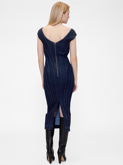 robe midi en jean à coutures apparentes et manches courtes gapstudio