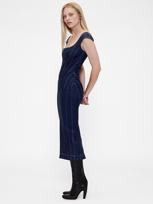 robe midi en jean à coutures apparentes et manches courtes gapstudio