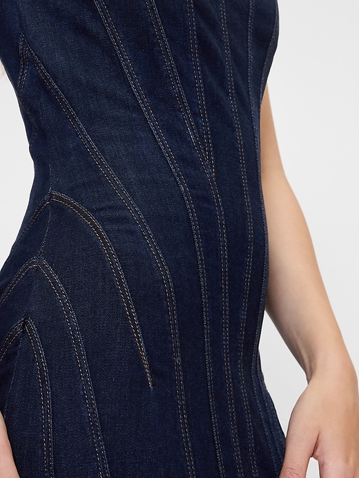 robe midi en jean à coutures apparentes et manches courtes gapstudio