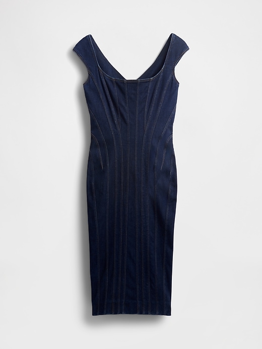 robe midi en jean à coutures apparentes et manches courtes gapstudio