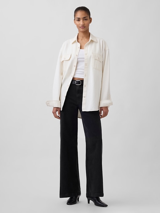 jean taille haute à jambes larges