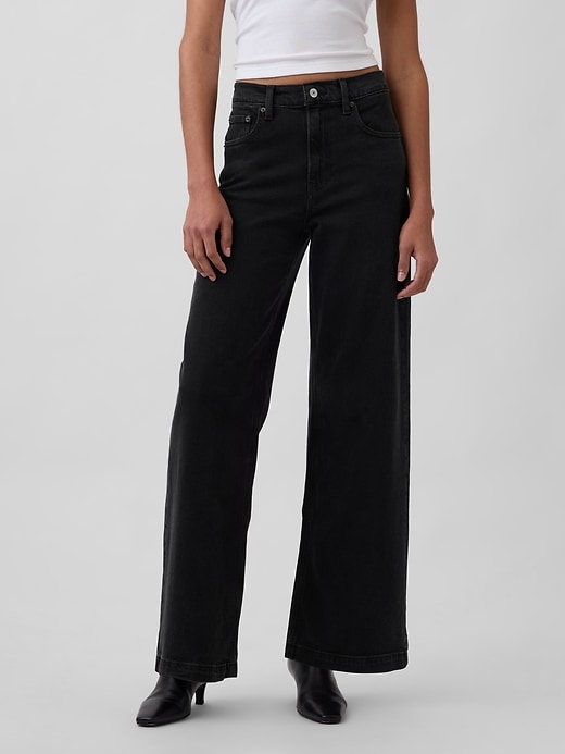 jean taille haute à jambes larges