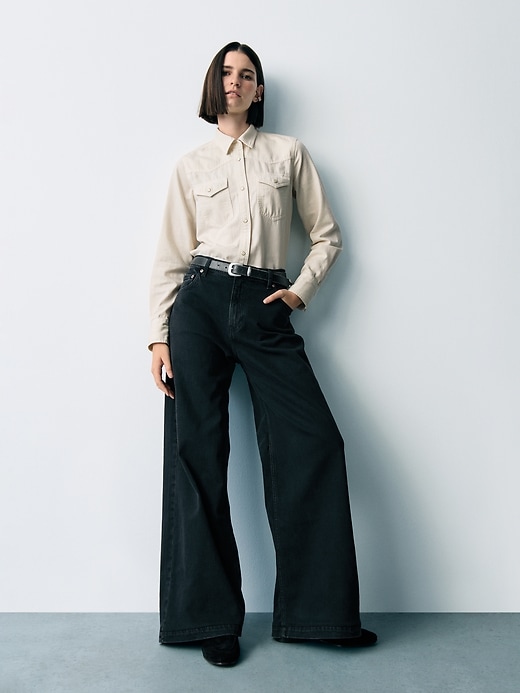 jean taille haute à jambes larges