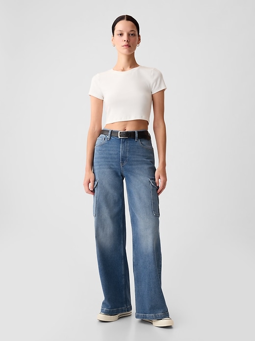jean cargo taille haute à jambes larges